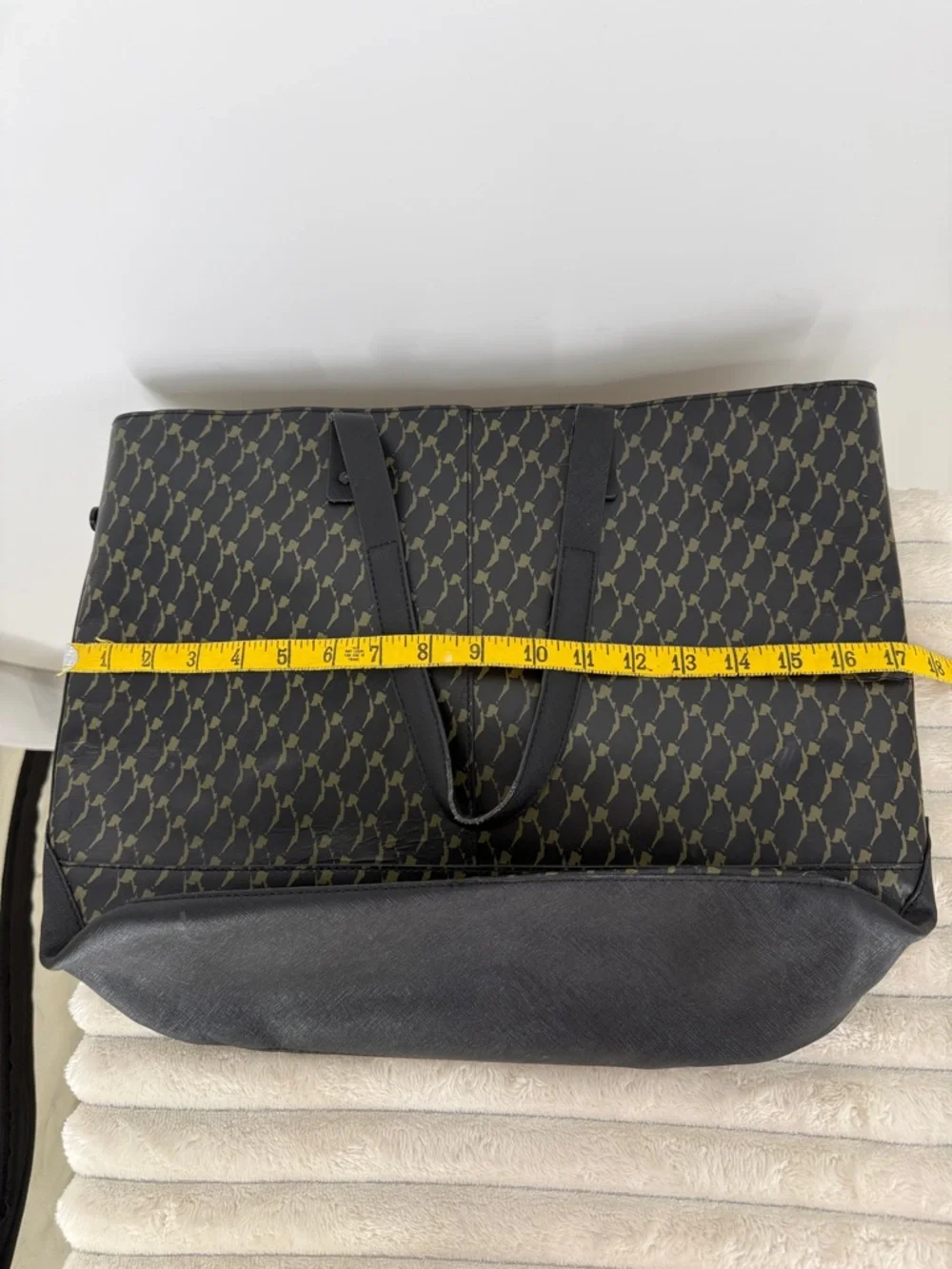 Anthropologie Joy Gryson Iiibeca Black Print Leather Reade Street Tote